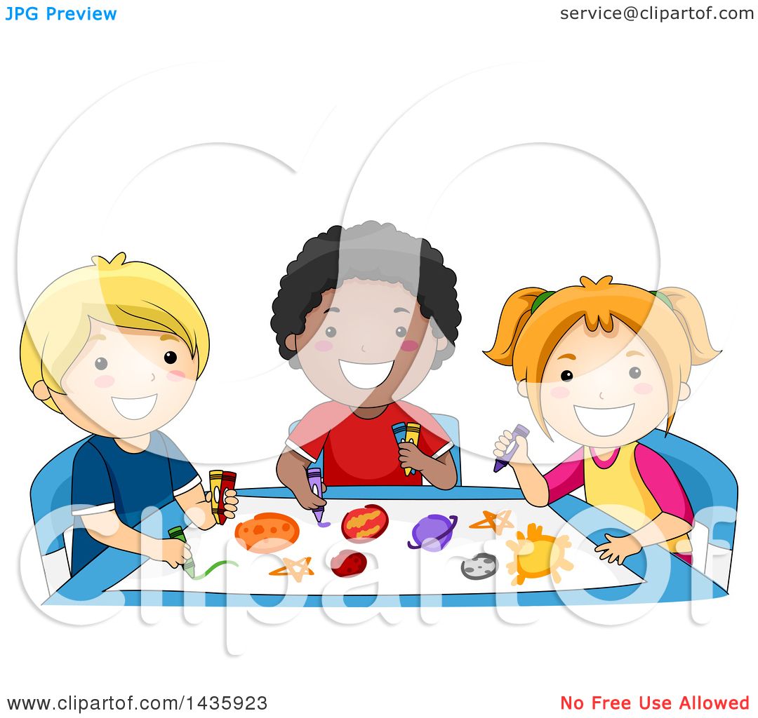 1080x1024 Clipart Of School Children Drawing Planets Of The Solar System - Clipart Child Drawing