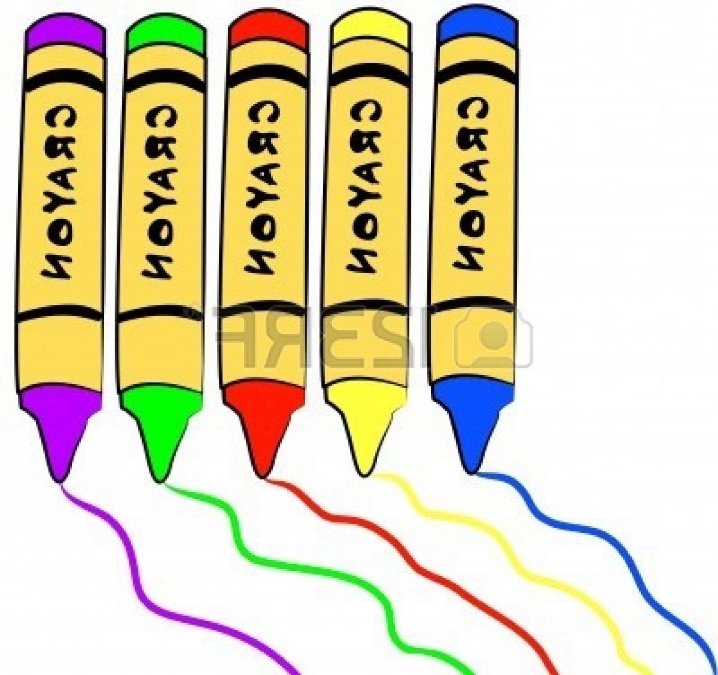 1440x1353 Horizontal Crayon Clipart Five Colorful Crayons With Drawing Lines - Clipart Drawing Pictures