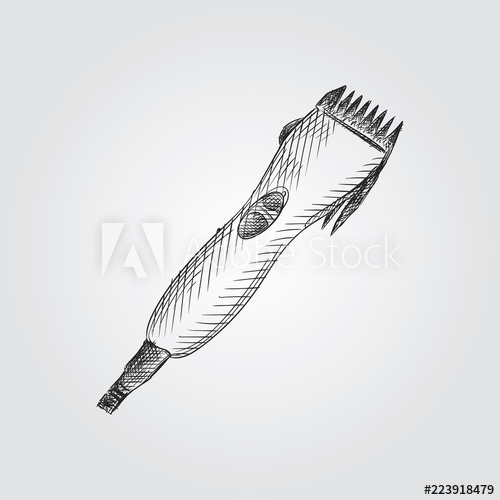 500x500 Hand Drawn Hair Clipper Sketch Symbol Isolated On White Background - Clipper Drawing