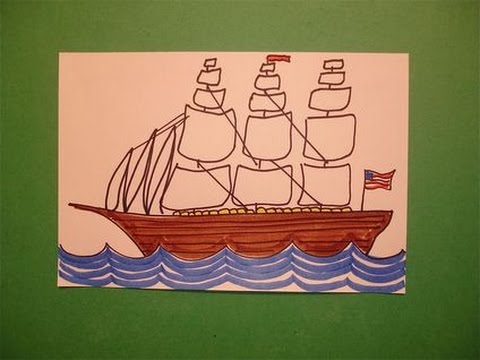480x360 let's draw a clipper ship! - Clipper Ship Drawing