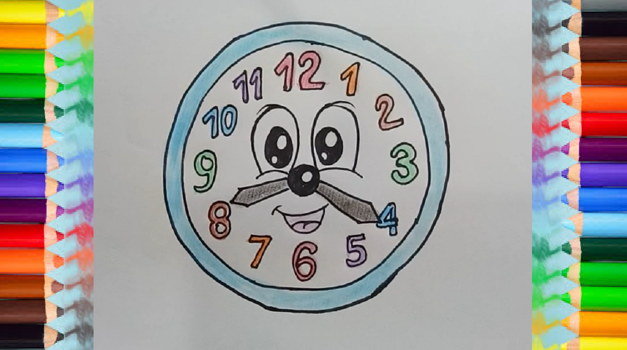 1280x716 How To Draw A Cartoon Clock Cute And Easy Cartoon Drawing Easy - Clock Drawing