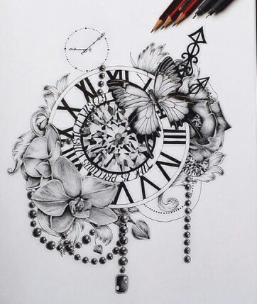 362x429 Image About Black In {sketches} - Clock Drawing