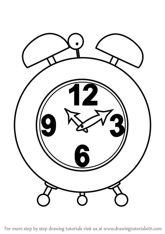 566x800 learn how to draw an alarm clock - Clock Drawing