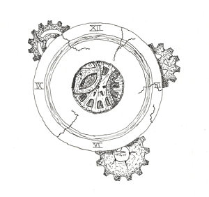 300x282 Watch Gears Drawings Fine Art America - Clock Gears Drawing