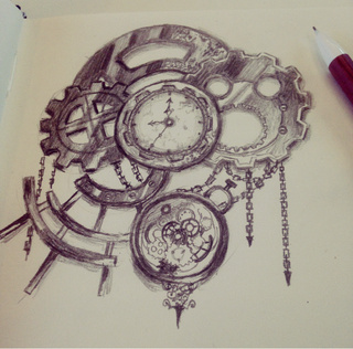 Clock Gears Drawing at PaintingValley.com | Explore collection of Clock ...