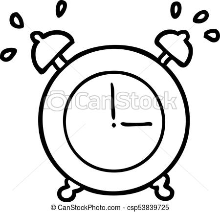 450x434 Line Drawing Of A Ringing Alarm Clock - Clock Line Drawing