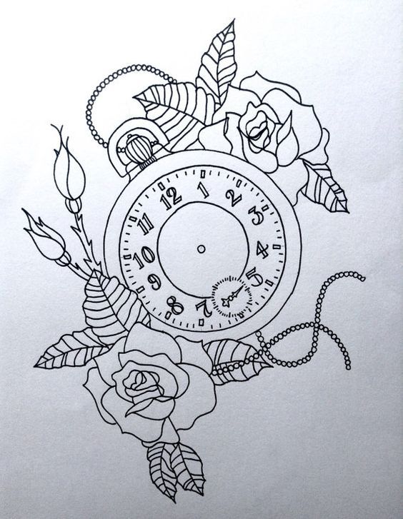 Clock Line Drawing at PaintingValley.com | Explore collection of Clock ...