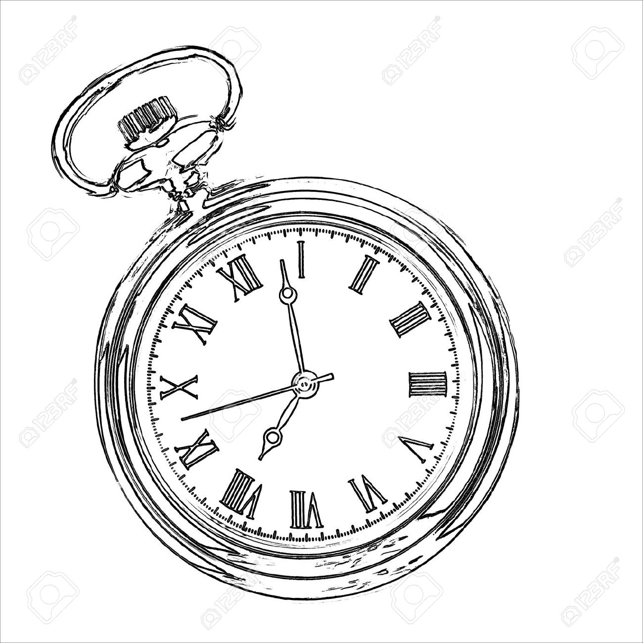 1300x1300 Clock Drawing Simple For Free Download - Clock Line Drawing