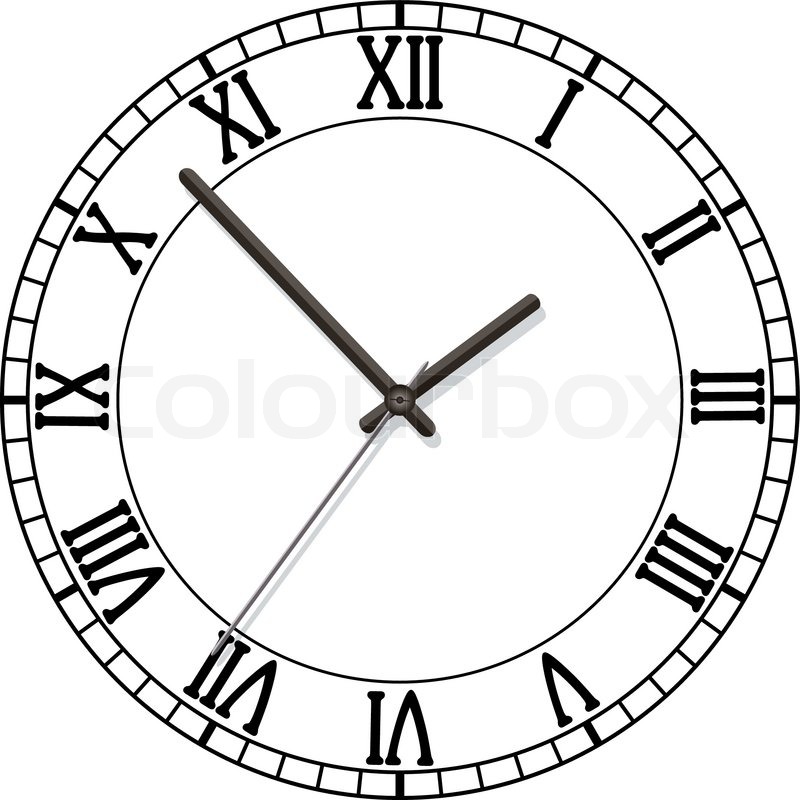 800x800 vector clock dial with roman numbers stock vector colourbox - Clock Line Drawing