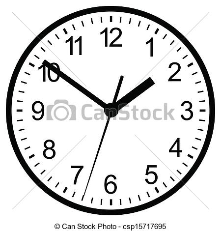 450x470 Wall Mounted Digital Clock Vector Illustration - Clock Line Drawing