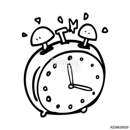 500x500 Line Drawing Cartoon Alram Clock Stock Image And Royalty Free - Clock Line Drawing