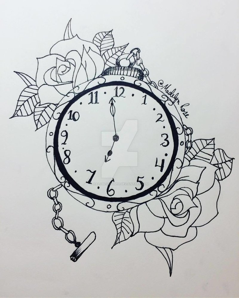 Clock Tattoo Drawing at PaintingValley.com | Explore collection of ...