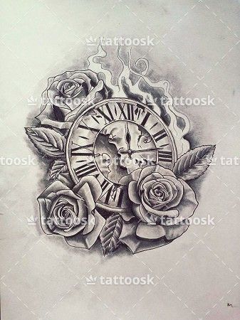 337x450 Znalezione Obrazy Dla Zapytania Clock Tattoo Drawing - Clock Tattoo Drawing