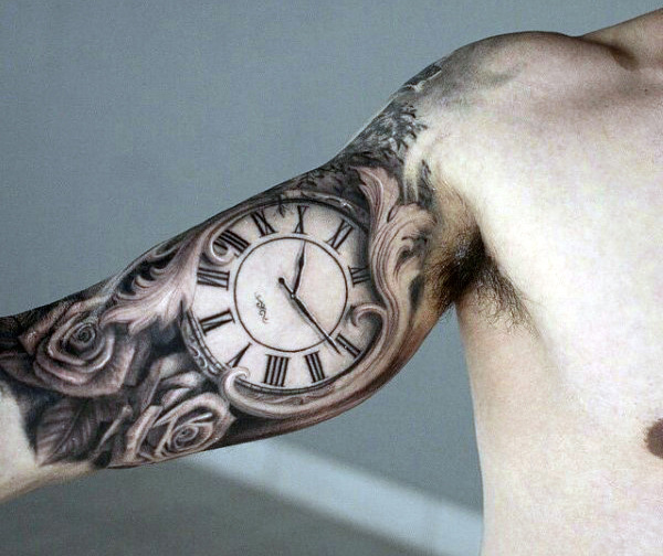 600x504 Clock Tattoo Designs For Men - Clock Tattoo Drawing