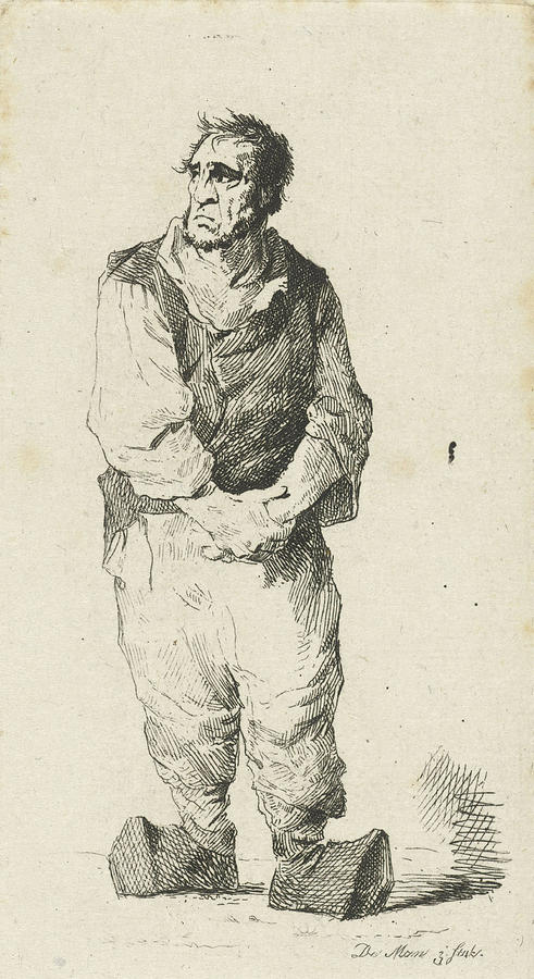 491x900 Man On Clogs, Anthonie Willem Hendrik Nolthenius De Man - Clogs Drawing