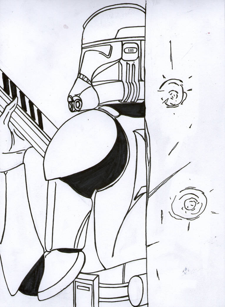 765x1044 Clone Trooper Taking Cover Line Drawing - Clone Drawing