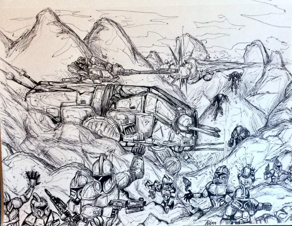 1024x795 Geonosis Battle Sketch Star Wars Amino - Clone Wars Drawings