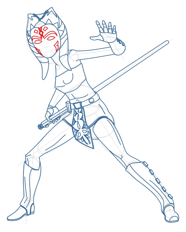 640x800 How To Draw Ahsoka Tano From Star Wars The Clone Wars Step - Clone Wars Drawings