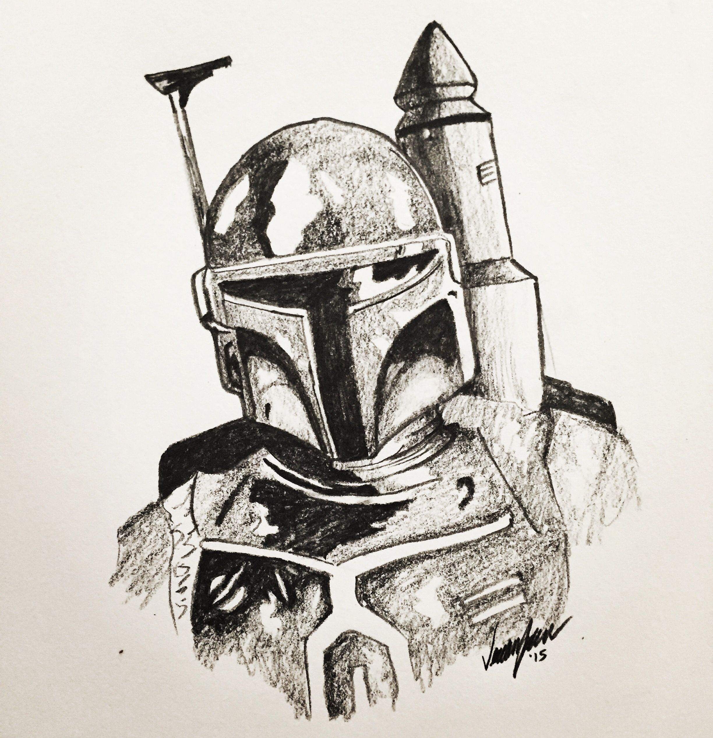 2448x2534 Star Wars Boba Fett Fan Art Pencil Drawing My Art Star Wars - Clone Wars Drawings
