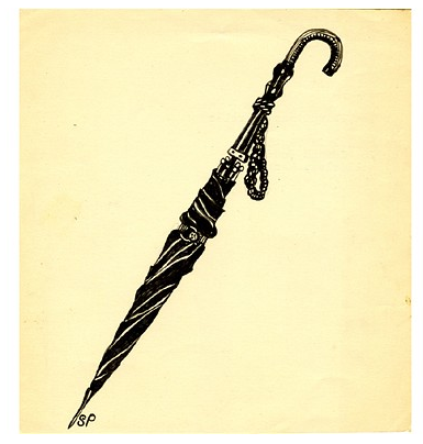 385x404 Closed Umbrella Sketch - Closed Umbrella Drawing