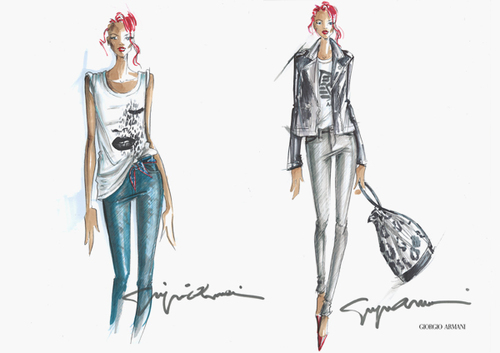 500x353 Rihanna Designs Armani Jeans, Underwear Collections - Clothes Design Drawing