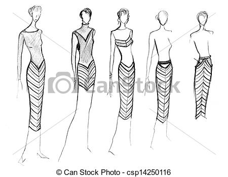 450x349 Sketch Of Fashion Model - Clothes Model Drawing