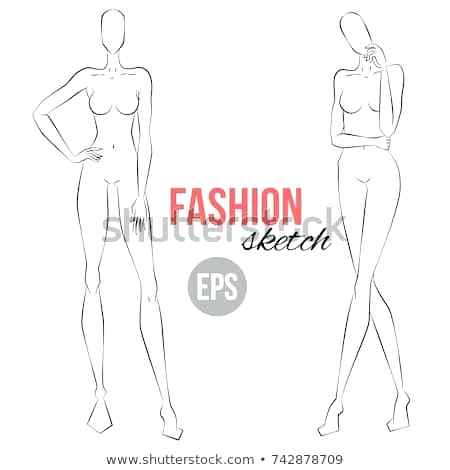 450x470 Sketch Model Template - Clothes Model Drawing