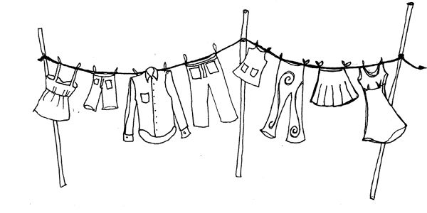 600x300 Ink Clothes Line, Embroidery Patterns, Kids - Clothesline Drawing