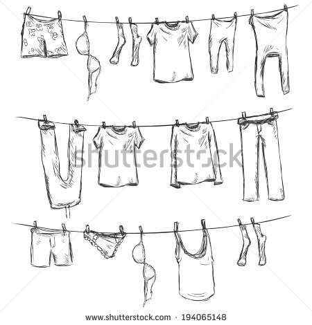 Clothesline Drawing at PaintingValley.com | Explore collection of