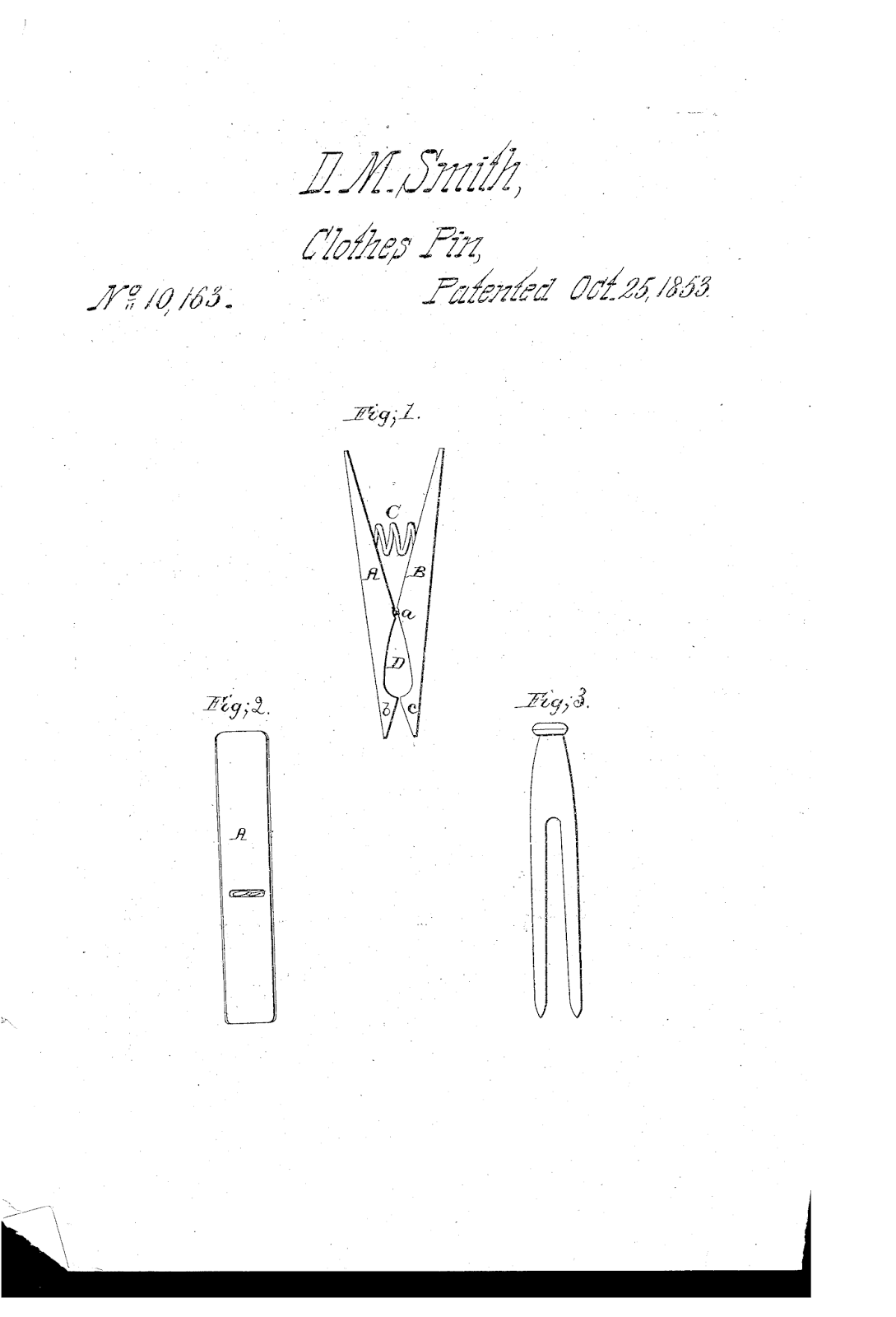 1089x1600 Vintage Clothespins Patent Drawings - Clothespin Drawing