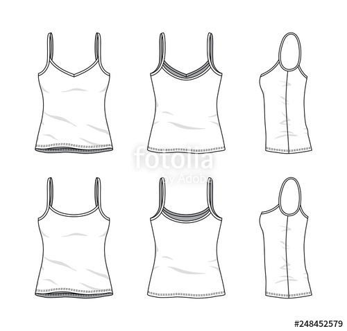500x478 blank clothing templates of women strapless top, camisole in front - Clothing Drawing Templates