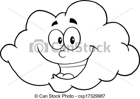 450x317 Black And White Happy Cloud Cartoon Mascot Character - Cloud Cartoon Drawing