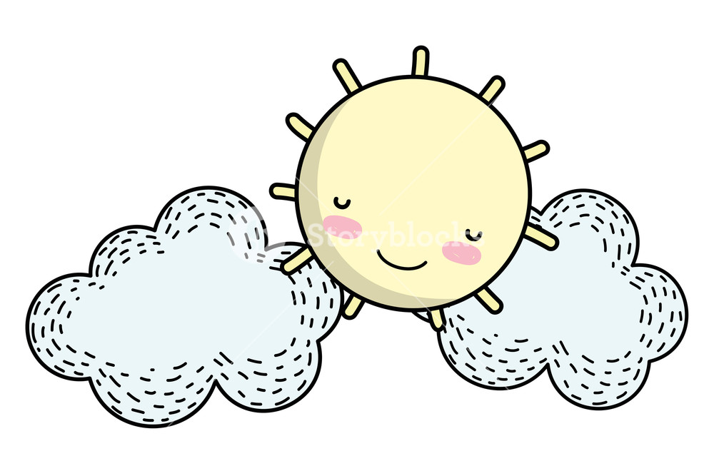 1000x667 Sun And Clouds Drawing Cartoon Vector Illustration Graphic Design - Cloud Cartoon Drawing