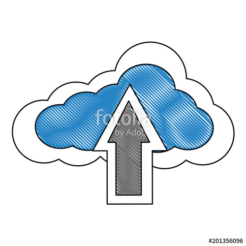 500x500 Cloud Computing Data Upload Information Vector Illustration - Cloud Computing Drawing