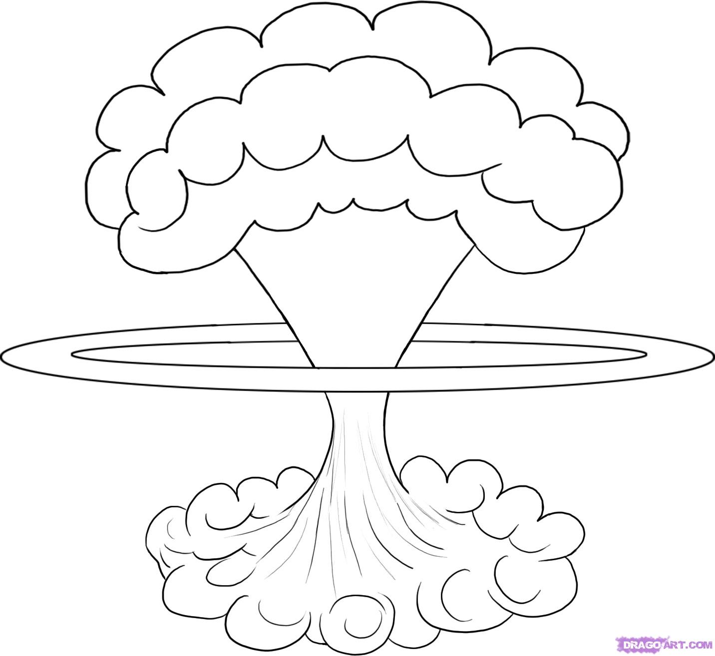 1432x1315 How To Draw A Mushroom Cloud, Step - Cloud Drawing Images