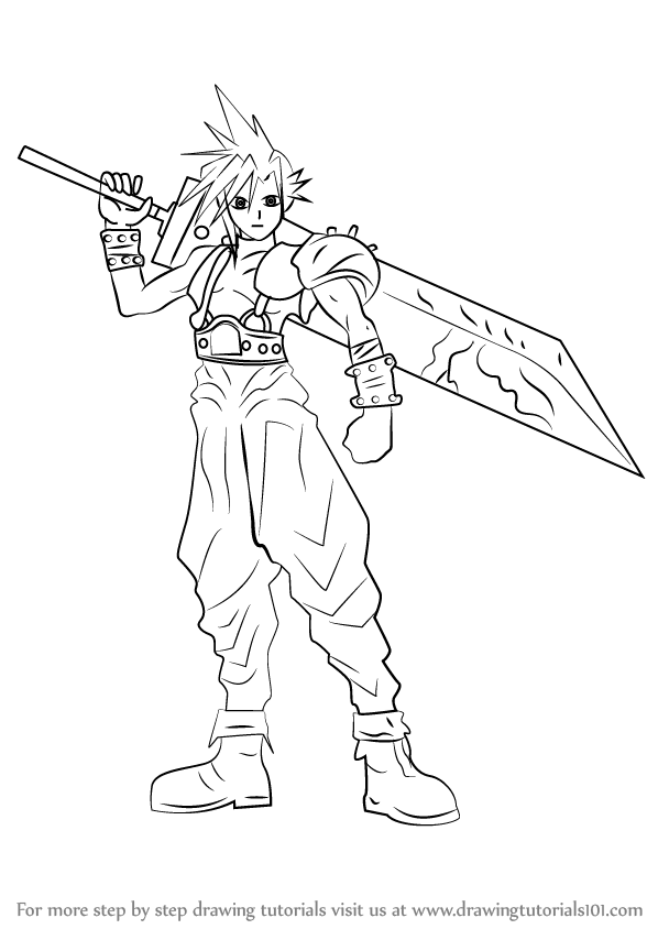 598x844 learn how to draw cloud strife from final fantasy - Cloud Drawing Images