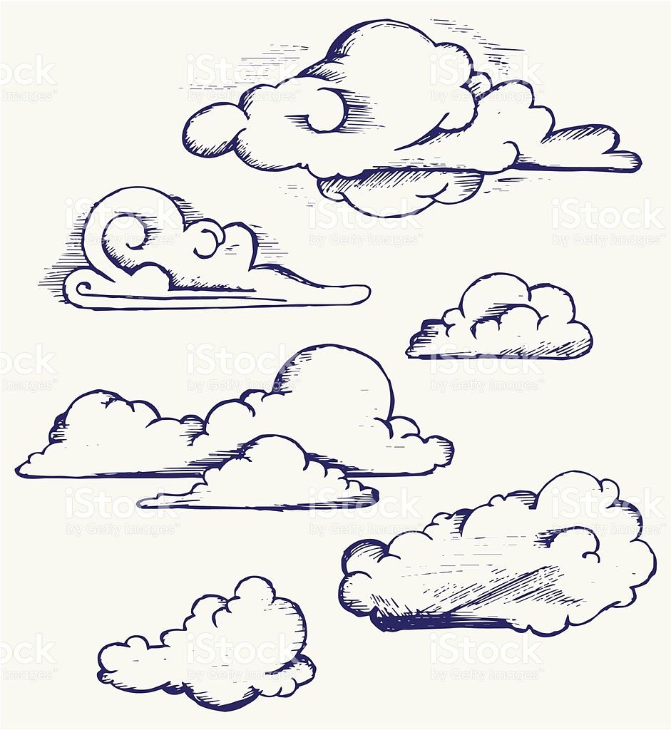 941x1024 Cloud Line Drawing - Cloud Line Drawing
