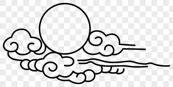 594x300 Line Drawing Auspicious Cloud Moon Graphics Images Free - Cloud Line Drawing