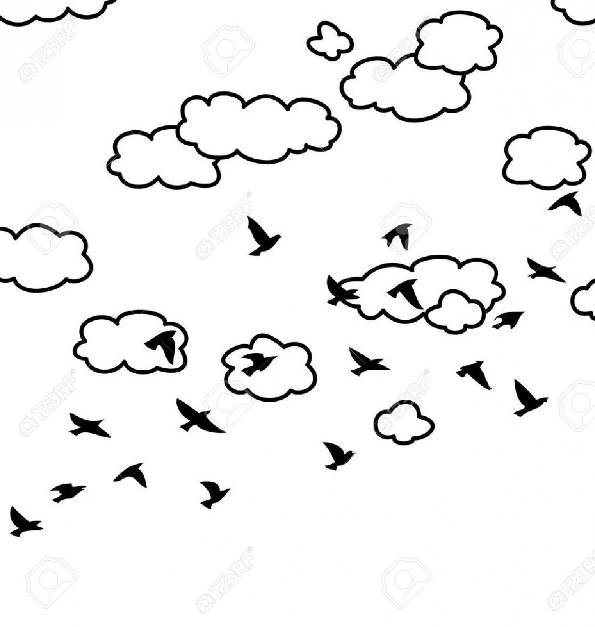 1196x1261 Cloud Line Drawing - Cloud Line Drawing