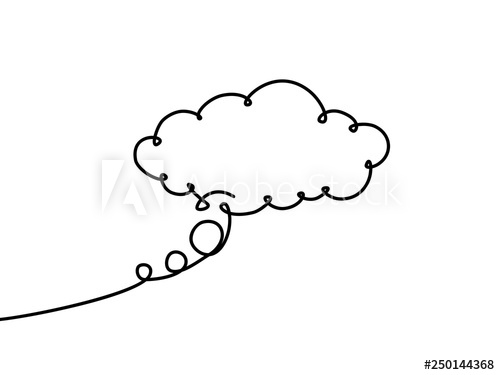 500x375 Continuous Line Drawing Of Dream Cloud Isolated Vector - Cloud Line Drawing