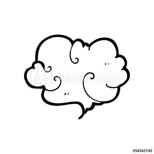 500x500 Line Drawing Cartoon Cloud Of Smoke - Cloud Line Drawing