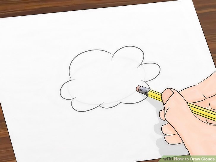 728x546 How To Draw Clouds Steps - Cloud Outline Drawing
