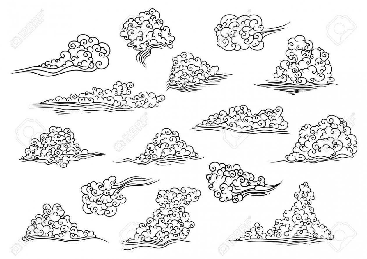 1261x891 Cloud Line Drawing - Cloud Outline Drawing