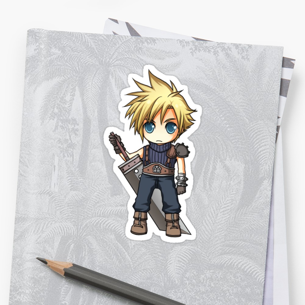 1000x1000 Cloud Strife Chibi Sticker - Cloud Strife Drawing