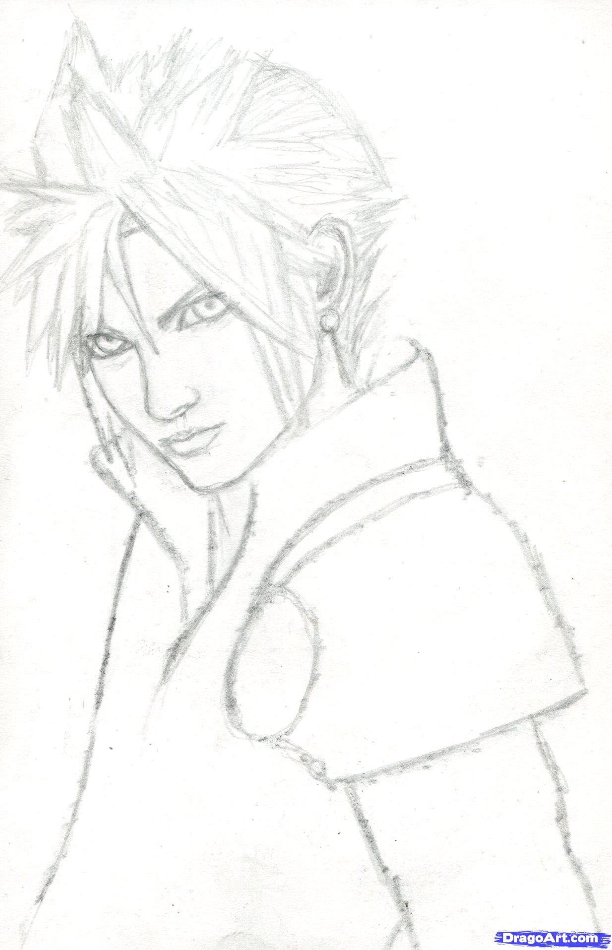 1234x1915 how to draw cloud strife, final fantasy vii, step - Cloud Strife Drawing