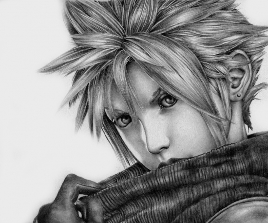 550x457 Portrait Of Cloud Strife - Cloud Strife Drawing