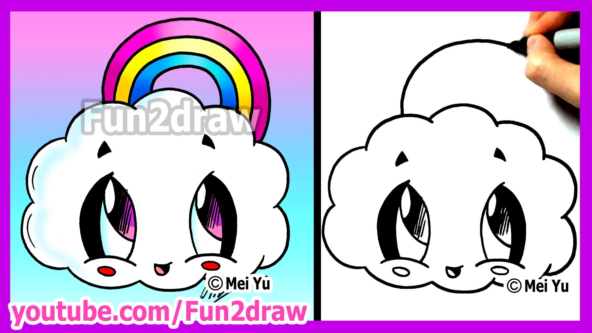 1920x1080 Nice Pictures To Draw For Kids How Cartoons Rainbow Cloud - Clouds Drawing For Kids