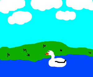 300x250 Duck In River On A Cloudy Day Drawing - Cloudy Day Drawing