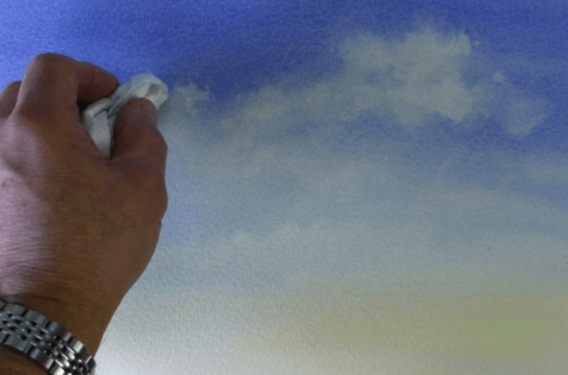 805x532 how to paint a simple cloudy sky in watercolour arttutor - Cloudy Sky Drawing