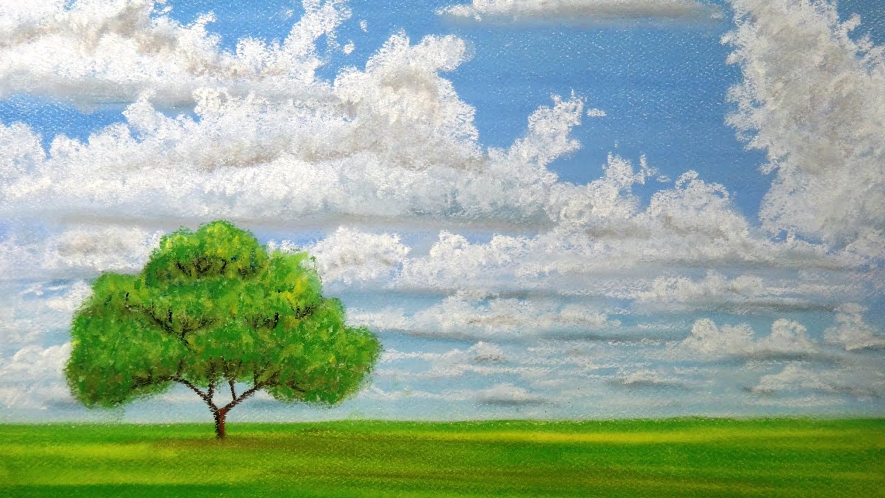 1280x720 how to draw clouds with pastels - Cloudy Sky Drawing